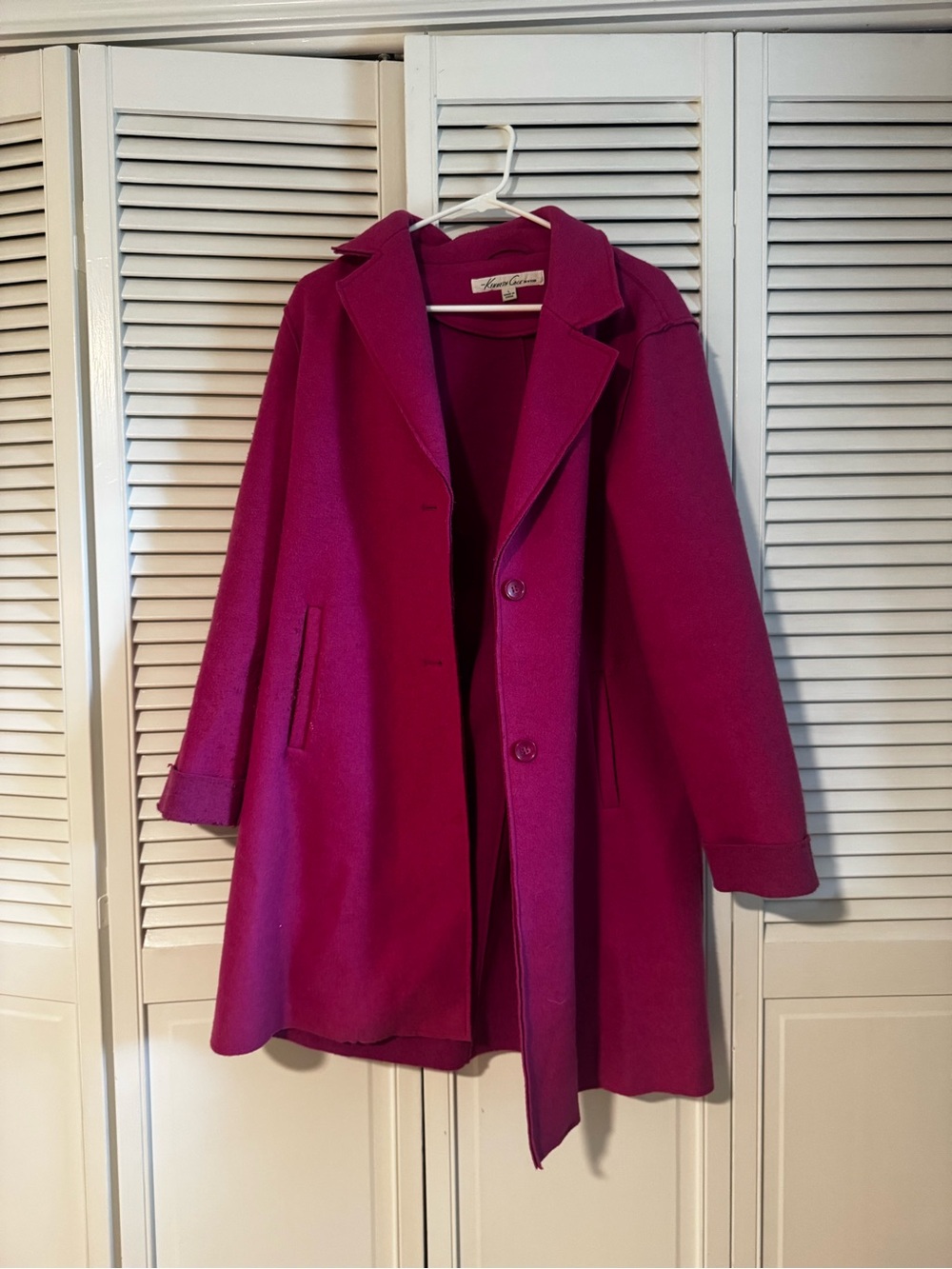 Kenneth Cole New York Fuchsia Wool Pea Coat